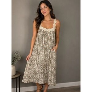 Umgee Crochet Boho Midi Dress Floral Festival Cottagecore M Free People Vibes